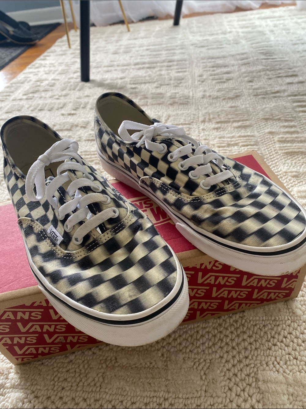 Vans Black & White Blur Check Canvas Sneakers